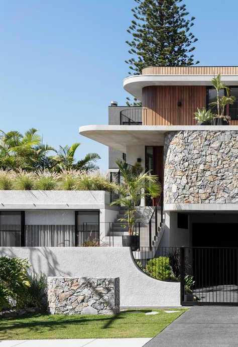 House Facade, House Facades, Casa Exterior, Modern Villa, Tropical House, House Exterior Design, Stone Walls, Modern Tropical, House Architecture