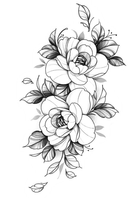 Peony Arm Sleeve, Floral Shoulder Tattoos For Women, Peony Back Tattoo, Peony Sleeve Tattoo, Ella Tattoo, Magnolia Drawing, Elegant Food, Manga Tattoo, Sheet Music Art