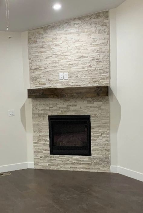 Corner Stone Fireplace, Corner Fireplace Makeover, Diy Outdoor Fireplace, Fireplace Redo, Shiplap Fireplace, Brick Fireplace Makeover, Chimney Breast, Corner Fireplace, Fireplace Remodel