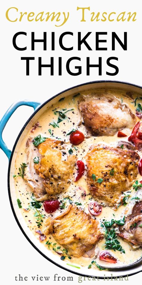 Creamy Tuscan Chicken Thighs is a 30 minute meal that the whole family goes crazy for!  #easy #olivegarden #dinner #easydinner #chicken #chickenthighs #30minutemeal #olivegarden #copycat #recipe Tuscan Chicken Thighs, Creamy Tuscan Chicken, Chicken Thigh Recipes Oven, Chicken Thigh Recipes Crockpot, Boneless Chicken Thigh Recipes, Chicken Thigh Recipes Baked, Easy Chicken Dinner Recipes, Tuscan Chicken, Copycat Recipe