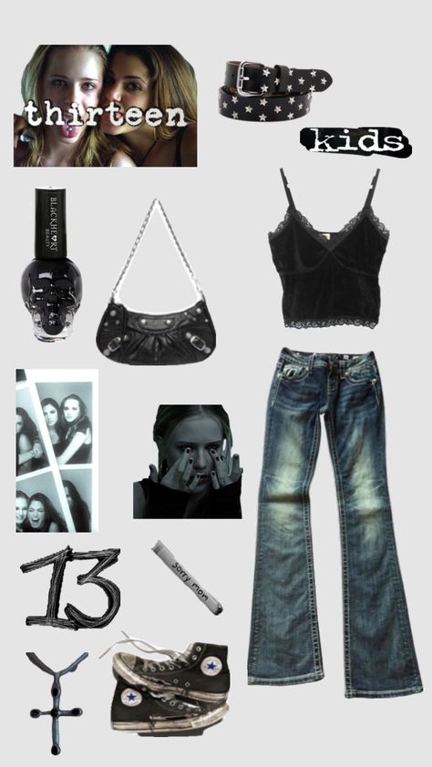 Thirteen inspired outfit #thirteen #outfit 13 Movie Inspired Outfits, 13 Movie Aesthetic Outfits, Thirteen Movie Fashion, Movie Thirteen Outfits, Thirteen Movie Clothes, 2000s Grunge Outfits Aesthetic, Thirteen Clothes Aesthetic, 13 Outfits Movie, Evie Thirteen Outfit