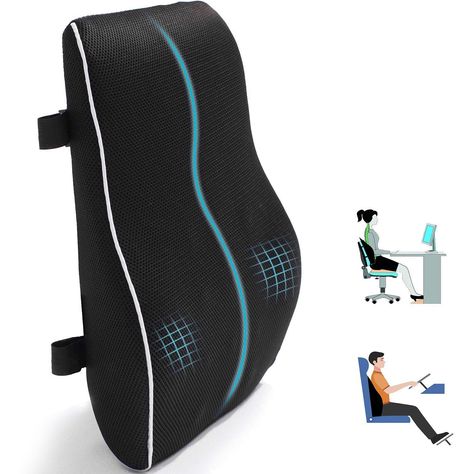 Qutool Ergonomic Backrests Black Lumbar Support Pillow for Office Chair Car Back Cushion - Walmart.com Office Chair Back Support, Lumbar Support Pillow, Back Support Pillow, Chair Pillow, Improve Posture, Support Pillows, Back Pain Relief, Back Support, Back Pillow