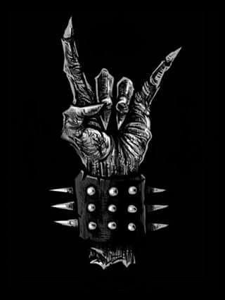 Rock on!  \m/ Heavy Metal Tattoo, Metal Tattoos, Black Metal Art, Rock Band Posters, Heavy Metal Art, Metal Tattoo, Skeleton Art, Heavy Metal Music, Desenho Tattoo