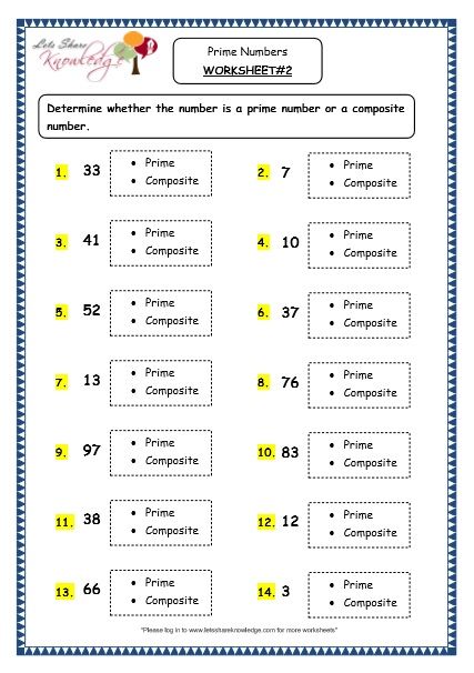 Grade 4 Maths Resources (1.11 Prime Numbers Printable Worksheets) Prime And Composite Numbers Worksheets, Prime Numbers Worksheet, Grade 4 Worksheets, Multiplication 3, Prime Factors, Class 4 Maths, 4th Grade Worksheets, Prime And Composite Numbers, Fraction Lessons