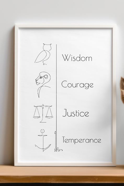 Make a statement in any room with this Stoic framed poster, printed on thick matte paper. The matte black/white frame it's made from wood from renewable forests, which adds an extra touch of class. Stoic Symbol, Stoic Virtues, Stoic Art, Virtue Ethics, Minimal Art Print, Stoic Quotes, Minimal Art, Touch Of Class, Framed Poster