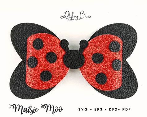 Ladybug Bow - Inspired by Maisie & Isla's love for Cat Noir and Lady bug x Ria  #ladybug #ladybird  #bowsvg #cricutcreations #cricutmade… Bow Template Svg, Bow Svg, Bow Template, Glitter Canvas, Felt Bows, Butterflies Svg, Bow Tutorial, Handmade Hair Bows, Boutique Bows