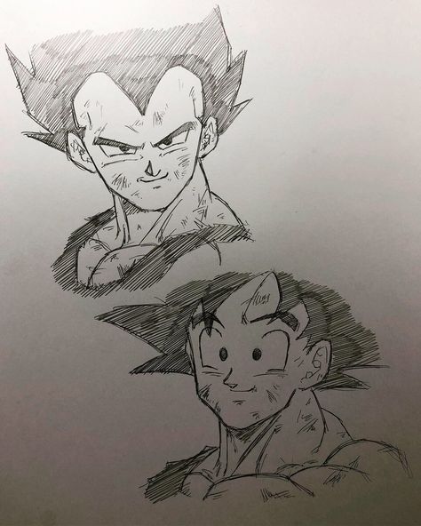 Goku And Vegeta Drawing Easy, Gohan Drawing Easy, Drawing Ideas Dragon Ball Z, Goku Vegeta Drawing, Goku And Vegeta Drawing Sketch, Goku And Vegeta Fanart, Goku And Vegeta Sketch, Dbz Drawings Goku, Best Anime Drawings Easy