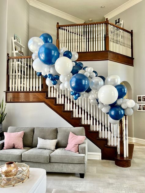 Balloon Stairs Decoration, Graduation Garland, Fruit Birthday Party, Pool Party Themes, Welcome Home Parties, Disney Frozen Birthday Party, Disney Frozen Birthday, Fruit Birthday, 50th Anniversary Party