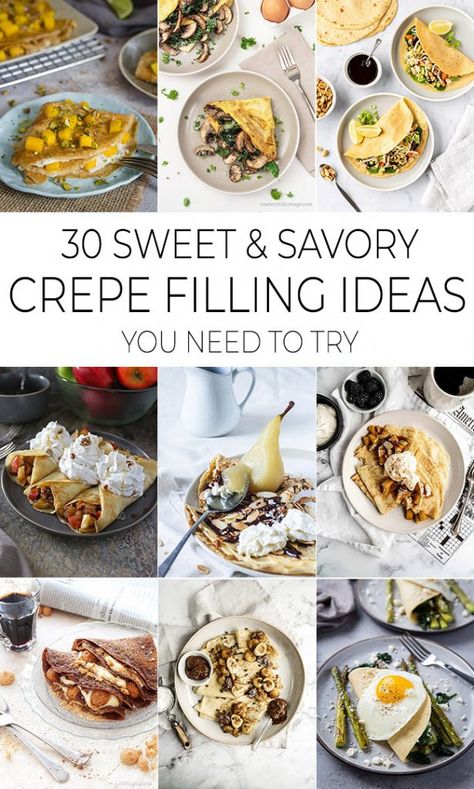 Crepe Filling Ideas, Crepe Recipe Filling, Crepes Recipe Breakfast, Crepe Filling, Pudding Sauce, Savory Crepe, Crepe Recipe Savory, Chicken Crepes, Stuffed Crepes