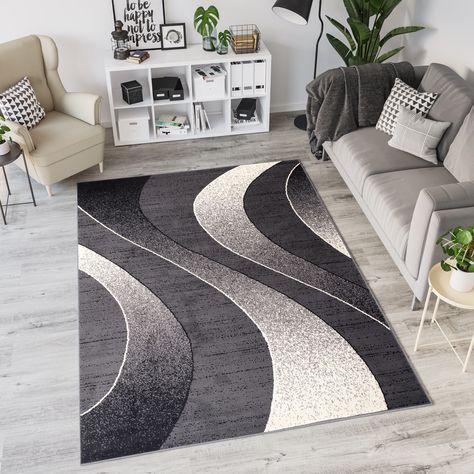 Modern Rugs Living Room, Durable Carpet, Living Room Area, Carpet Size, Grey Carpet, Living Room Area Rugs, Large Bedroom, Living Room Grey, Wave Pattern