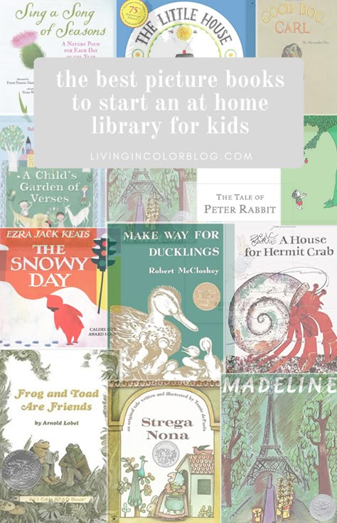 Best Picture Books For Home Library Living Books For Kindergarten, Living Books For Preschool, Charlotte Mason Book List, In Home Library, Best Books For Toddlers, Classical Homeschool, Best Picture Books, Charlotte Mason Homeschool, Homeschool Books