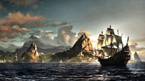 galleon ship wallpaper Assassin's Creed: Black Flag video games digital art #1080P #wallpaper #hdwallpaper #desktop Conquest Of Paradise, Assassin's Creed Black, Assassin's Creed Wallpaper, Assassins Creed 4, Assassins Creed Black Flag, Concept Art World, Black Flag, Art Japonais, Assassin’s Creed