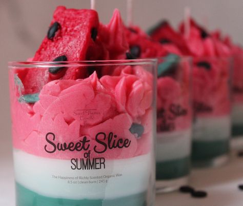 Capture the essence of summer with this juicy and refreshing aroma. Indulge in pure bliss with our Sweet Themes Candle Co. parfait style candles! Each hand-poured, soy wax candle is infused with comforting, phthalate-free oils, and burns clean with a lead-free wick. Packaged in a sleek, recyclable glass container and is carefully packaged and wrapped in a durable paper tube to prevent damage. Makes a perfect gift for any occasion. Light up your life today! Fragrance: Honeydew Melon, Watermelon, Hot Chocolate Candle, Watermelon Candle, Jelly Candles, Fruit Candles, Sweet Candles, Valentine Candles, Homemade Scented Candles, Dessert Candles, Honeydew Melon