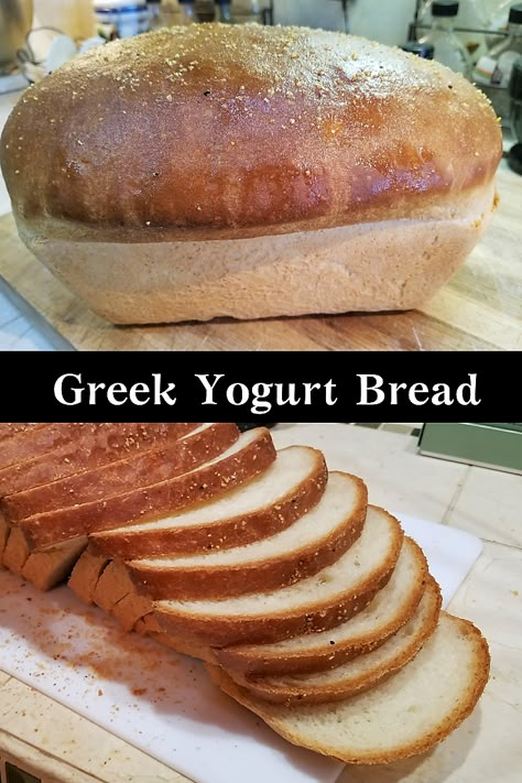 Bread Recipe With Greek Yogurt, Greek Yogurt Sourdough Bread, Yogurt Bread Machine Recipes, Bread Greek Yogurt Recipe, Bread Recipes Using Greek Yogurt, Bread Made With Greek Yogurt, Light Airy Bread Recipe, Yogurt Bread Recipe Greek, Glass Bread Recipe