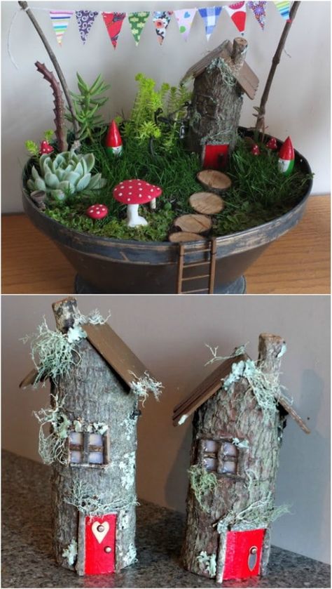 Diy Fairy Door, Christmas Fairy Garden, Fairy Tree Houses, Fairy Garden Furniture, Tree House Diy, Fairies Garden, Fairy House Diy, Fairy Garden Designs, Fairy Garden Crafts