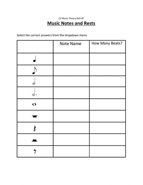 Musical Notes Worksheet, Notes And Rests Worksheet, Music Notes Worksheet, Music Homeschool, Music Class Worksheets, Free Music Worksheets, Music Notes Drawing, Music Math, Music Class Activities