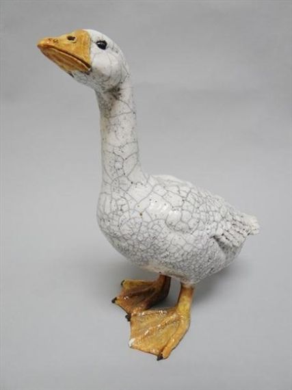 Wakley Sallie | raku fired ceramic goose | MutualArt Goose Sculpture, Art Deco Bathroom, Pottery Animals, Ceramic Art Sculpture, Paper Mache Crafts, Raku Pottery, Garden Art Crafts, Ceramic Birds, Art Clay