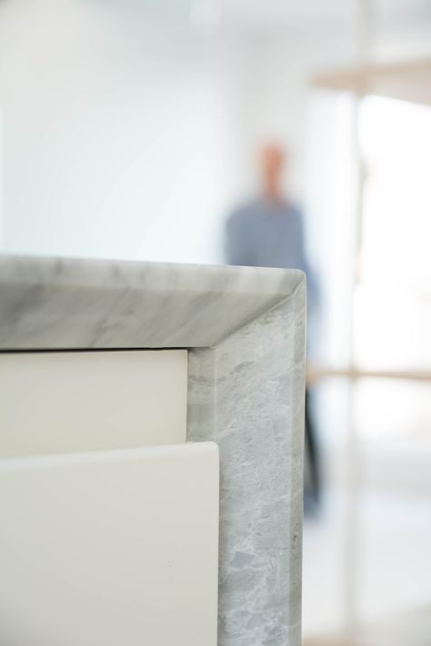 House 2, #River #Street #Mews, #Kitchen #Detail, chamfered #marble counter top. #Tasou Associates Marble Top Edge Detail, Chamfered Edge Detail, Counter Top Edges, Counter Edges, Edge Profile, Marble Counter, Counter Top, House 2, Countertops