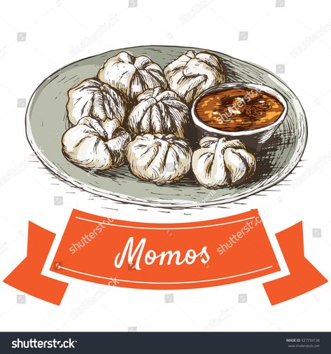 Momos Illustration, Momo Illustration, Food Vector, Food Illustration Art, Whimsical Paintings, Document Sign, Colorful Illustration, Illustration Food, Wood Fired Pizza