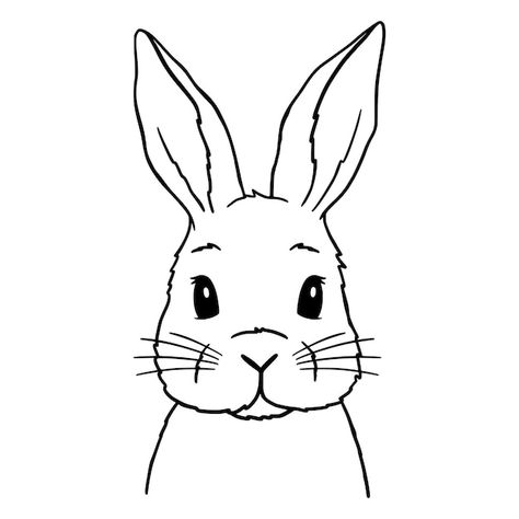 Line Art Bunny, Rabbit Line Art, Easy Bunny Drawing, Bunny Sketch, Bunny Sketches, Rabbit Drawing, Bunny Drawing, Bunny Face, Rabbit Art