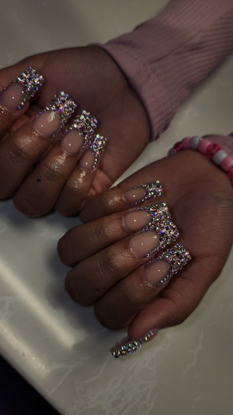 Birthday Nails bling nails crystal nails Full Crystal Nails, Blinged Out Birthday Nails, Full Rhinestone Nails, Taurus Birthday Nails, Full Bling Nails, Leo Birthday Nails, Blinged Out Nails, Almond Nails French, Chanel Art