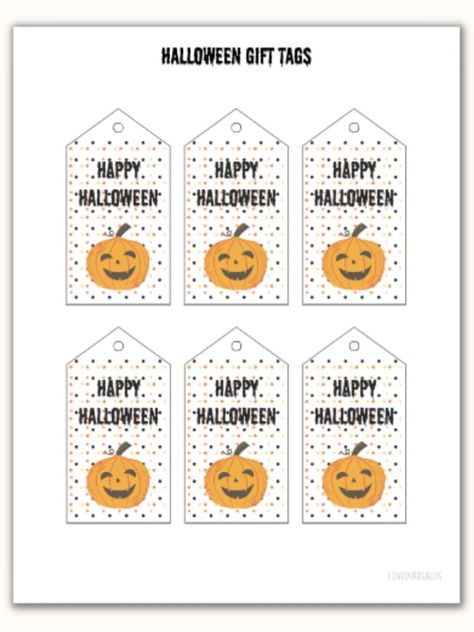 Snag these free printable Halloween gift tags to add to goodie bags for friends this Halloween season. The printable tags come in different... Halloween Favor Tags Printable Free, Halloween Treat Bag Labels Printable, Happy Halloween Free Printable Tags, Free Happy Halloween Tags, Halloween Bag Tags Free Printable, Fall Treat Bag Tags Free Printable, Halloween Treat Bag Printables Free, Free Halloween Treat Bag Printables, Happy Fall Gift Tags Printable Free