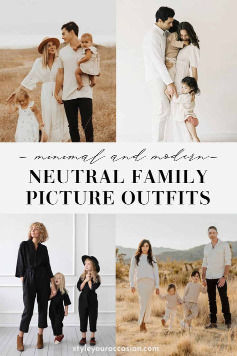 Looking for neutral family picture outfits? Get major inspiration for family photo outfits with a neutral vibe for the spring, summer, fall, and winter. Whether you are doing a photoshoot at the beach, outdoors, or at an indoor studio or at home, find casual and dressier neutral family photo outfits you’ll love. From jeans to dresses, there’s inspiration for every style! Jeans And White Shirt Family Pictures, Family Photo Outfits Indoor Studio, Family Studio Photography Outfits, Dumbo Photoshoot, Beach Photoshoot Outfits Family, Family Photo Outfits Spring, Beach Family Photos Outfits, Neutral Family Picture Outfits, Spring Family Photo Outfits