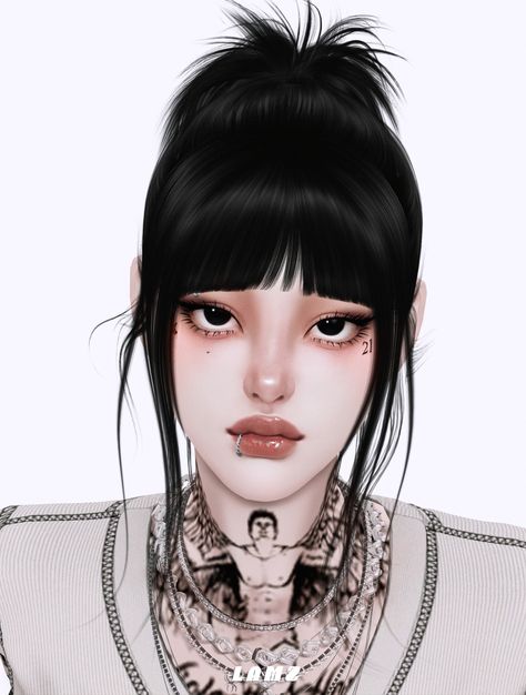 Pretty Sims, Bijoux Piercing Septum, Hair Ts4, Sims 4 Cc Goth, Sims 4 Curly Hair, Claw Clip Hairstyles, Mod Hair, Sims 4 Anime, The Sims 4 Pc