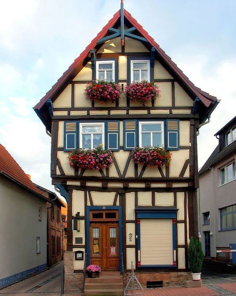 German Houses, Warm Fireplace, Fairytale House, Wood Architecture, Tudor House, Interesting Buildings, Tiny House Cabin, Cabin In The Woods, Cute House