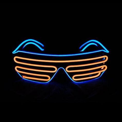 Aquat Voice Activated Lightup Illuminated Neon Electroluminescent El Wire LED Glasses Light Costumes Glasses BlueOrange Black Frame -- Check this awesome product by going to the link at the image.-It is an affiliate link to Amazon. #ArtificialPlants Led Sunglasses, Edm Party, Geek Gifts For Him, Rave Glasses, Neon Rave, Rave Concert, Light Up Costumes, Makeup Kit For Kids, El Wire