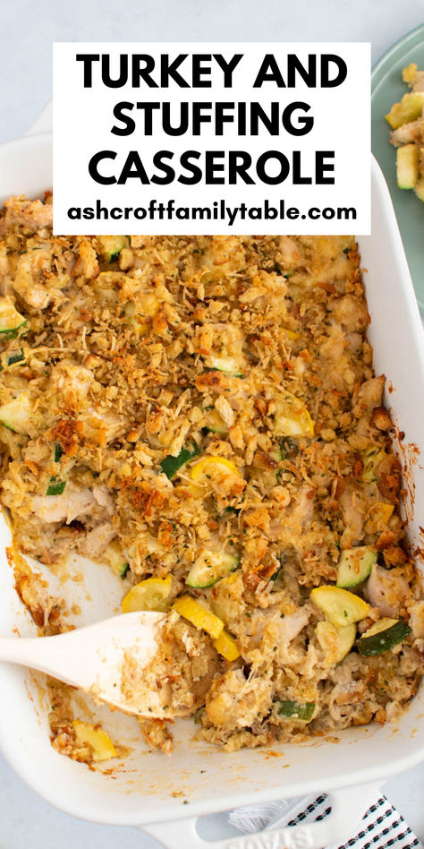 Leftover Thanksgiving turkey and stuffing casserole with zucchini. Turkey Stuffing Casserole Leftover, Leftover Turkey And Stuffing Recipes, Turkey Casserole With Stuffing, Squash Casserole With Stuffing, Zucchini Casserole With Stuffing, Turkey And Stuffing Casserole, Leftover Turkey And Stuffing, Casserole With Zucchini, Casserole With Stuffing