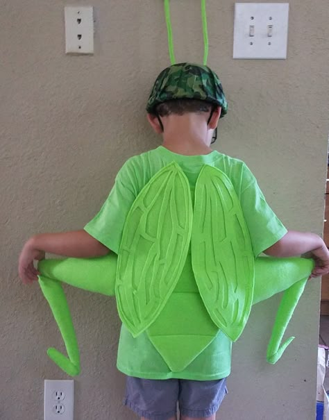 Grasshopper Costume Diy, Grasshopper Wings, Grasshopper Costume, Cricket Costume, Insect Fancy Dress, Fancy Dress Diy, James And The Giant Peach Costume, Insect Costume, Ant Costume