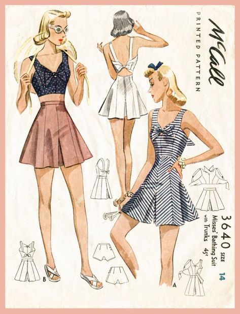 23+ Best Image of Playsuit Pattern Sewing Playsuit Pattern Sewing Pin Mimi Frontera On Beach Wear In 2018 Pinterest Vintage  #TrendySewingPatterns 40s Mode, Vintage Playsuit, Beach Rompers, Women's Sewing Pattern, Patterned Crop Top, Vintage Dress Patterns, Short Playsuit, Motif Vintage, Vintage 40s