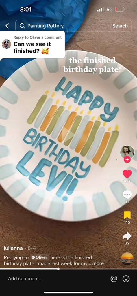 Birthday Plates Diy, Birthday Painting, Boys 1st Birthday Party Ideas, Diy Pottery Painting, Birthday Traditions, Painting Birthday, Baby Plates, Easy Birthday, Birthday Plate