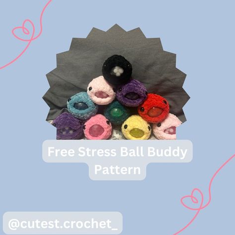 Free Stress ball buddy pattern is now out!! Please message if you have any issues😊 #crochet #crochetplushie #newcrochetpattern #freecrochetpattern #freepatternamigurumi #freepatterncrochet Free Crochet Fidget Toys, Crocheted Fidget Toys, Stressball Crochet Pattern Free, Crochet Figit Toys Free Pattern, Crochet Fidget Toys Free Pattern, Crochet Fidget, Ball Crochet, Crochet Stuffies, Google Eyes