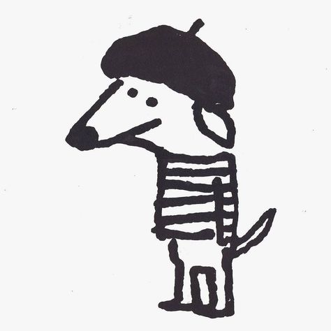 Dog in Beret screen print by Daisy Hirst. Perfect for the existential in you! Find lots more great prints from Daisy on our website at http://ift.tt/mZusDN #somagallery #daisyhirst #screenprint #handmade #printmaking #shopindie #dog #beret #dogsofinstagram Funny Doodles, Cute Doodle Art, Unique Prints, Dog Illustration, Simple Doodles, Funky Art, Cute Doodles, 귀여운 동물, Screen Print