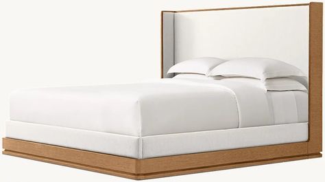 Fabric Panel Bed, Wood And Upholstered Bed, Shelter Bed, Roanoke Virginia, Mesa Exterior, Restoration Hardware, White Oak, King Size, Bedroom Furniture