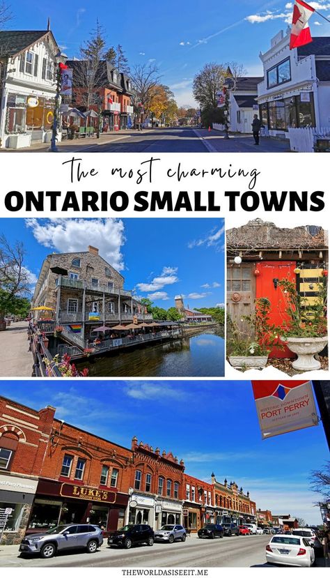 Top 10 Ontario small towns that you'll fall in love with. From Tobermory to Niagara-On-The-Lake, these charming small towns will make you want to book a weekend getaway now! Plus 7 small towns near Toronto! I where to go in Ontario I Ontario travel I places to go in Ontario I Ontario road trips I Ontario destinations I Canada travel I places to visit in Ontario I travel in Ontario I Canada travel I small towns in Ontario I places to visit in Ontairo I Toronto day trips I #Ontario #Canada Cambridge Ontario Canada, Ontario Vacation Ideas, Day Trips From Toronto, Barrie Ontario Canada, St Catharines Ontario Canada, Cobourg Ontario, Sarnia Ontario, Ontario Canada Travel, Tobermory Ontario