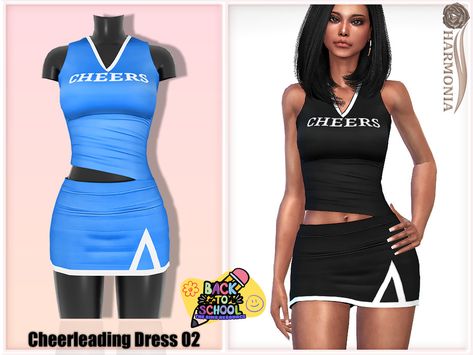 The Sims Resource - Back To School - Cheerleading Dress 02 Sims 4 Careers, Cheerleading Dress, Sims 4 Animations, Sims 4 School, School Cheerleading, Sims 4 Black Hair, San Myshuno, Sims 4 Mods Cc, Sims 4 Cc And Mods