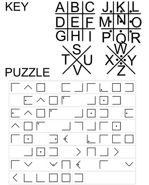 Daily Mind Meld #23, Code Breaking - PigPen Cypher – KewlActiveMinds Dnd Puzzles Ideas, Cypher Code, Pigpen Cipher, Codes And Ciphers, Code Puzzles, Ciphers And Codes, Spy Theme, Teaching Stem, Youth Conference