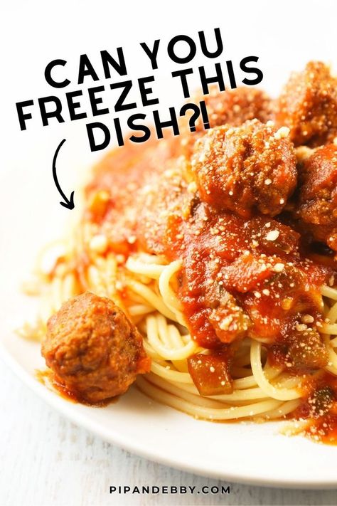 Plate of spaghetti with meatballs. Can You Freeze Pasta, Freeze Spaghetti, Frozen Spaghetti, Freezing Pasta, Unique Pasta Recipes, Pickle Pasta, Fruits Breakfast, Meals Beef, Unique Pasta