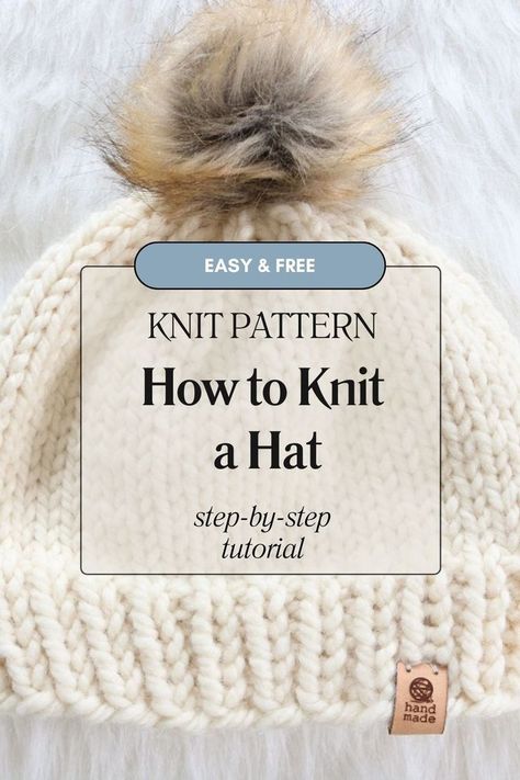 knit hat flat on table Knit Toque Pattern Free, Knit A Hat For Beginners, Knit Toque Pattern, Beginner Knit Hat, Free Knitting Hat, Knit Hat Pattern Free, Knitting Projects Hats, Knit Beginner, How To Knit A Hat