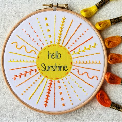 Sunshine Embroidery, Modern Embroidery Kit, Summer Embroidery, Beginner Embroidery Kit, Summer Wall Art, Beginner Crafts, Diy Embroidery Kit, Embroidery Sampler, Diy Craft Kit