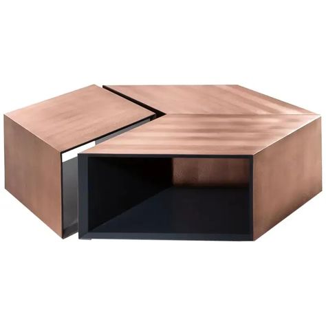 Copper Coffee and Cocktail Tables - 200 For Sale at 1stDibs Coffee Table Modular, Sala Modular, Modular Coffee Table, Copper Table, Diy Dining Table, Hobbit Hole, Modern Bookcase, Side Table Design, Solid Wood Coffee Table