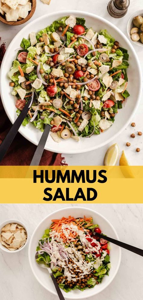 Simple Salad Ideas, Side Dishes For Dinner, Easy Bean Recipes, Garbanzo Bean Recipes, Dishes For Dinner, Hummus Salad, Vegan Taco Salad, Black Bean Salad Recipe, Healthy Beans