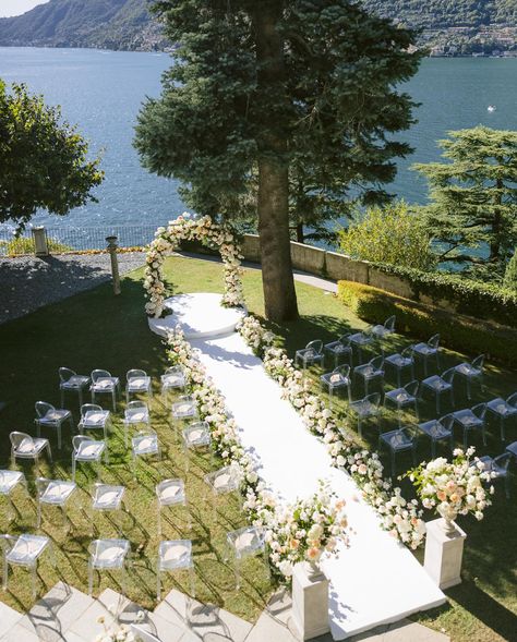 Fully immersed in the beauty of Lake Como. ✨ Ph @maryannhk #lakecomowedding #lakecomoweddingphotographer #lakecomo #lakecomoelopement #lakecomoboat #villalariowedding #luxurywedding #italywedding #destinationwedding #italyweddings #hkweddingphotographer #bride #bridetobe #wedding #weddingceremony #weddingdecor #destinationweddingplanner Wedding In Italy Lake Como, Wedding By A Lake, Lake Atitlan Guatemala Wedding, Lake Atitlan Wedding, Small Lake Como Wedding, Wedding In Lake Como, Lake Side Wedding Decor, Wedding By The Lake, Lake View Wedding