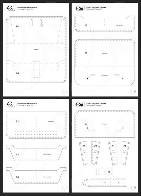 Paper Wallet Template, Diy Leather Wallet Pattern, Leather Card Wallet Pattern, Leather Wallet Template, Wallet Pattern Free, Card Wallet Pattern, Leather Pattern Diy, Leather Patterns Templates, Long Wallet Pattern