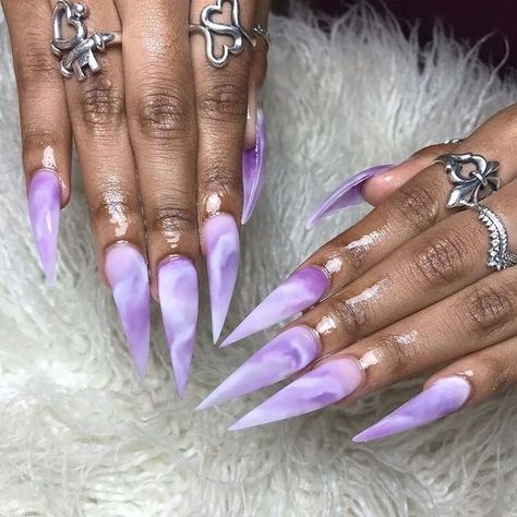 |𝐩𝐢𝐧: @𝐢𝐥𝐲𝐥𝐨𝐮𝐢𝐬𝐚| Purple White Marble Nails, Nails Marble Purple, Multi Colored Nails Acrylic Marble, Purple And Green Marble Nails, Long Acrylic Nail Designs Purple, Pink And White Marble Acrylic Nails, Purple Stilleto Nails Designs, Light Purple Marble Nails, Purple And White Nails Acrylic