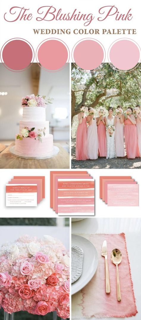 7 Eye-popping Ombre Wedding Ideas to Wow Your Guests – Clear Wedding Invites Blushing Pink Wedding, Pink Wedding Color Palette, Pink Wedding Palette, Ombre Wedding Dress, Wedding Cake Ombre, Pink Wedding Colors, Wedding Color Pallet, Pink And White Weddings, Wedding Motifs