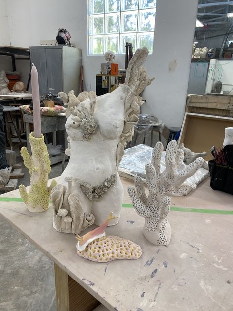 Ap Art Sculpture, Ap Ceramics Projects, Sea Creature Sculpture, Sea Life Sculpture, Ap Ceramics Portfolio, Coral Clay Sculpture, Ap Ceramics, Clay Coral, Nature Sculpture